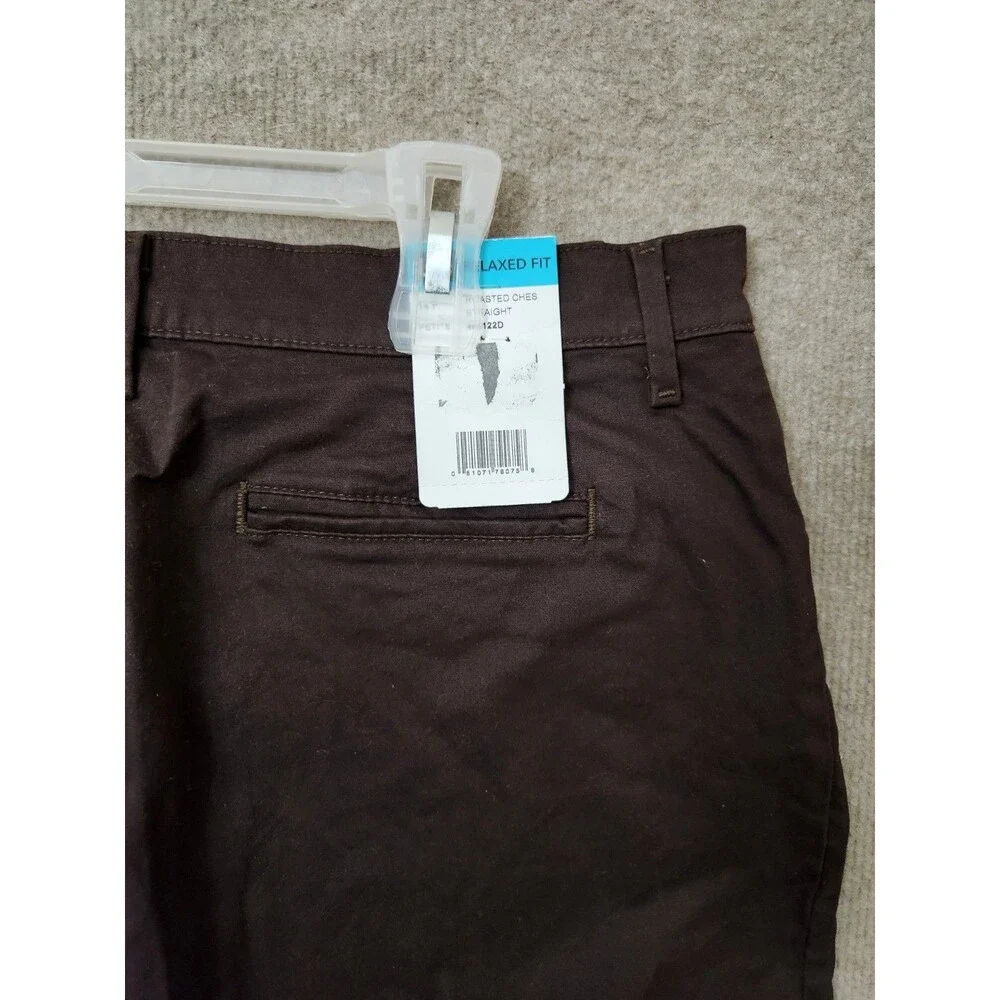 Lee Relaxed Fit Straight Leg All Day Pants Womens 14 Petite Brown Stretch NEW